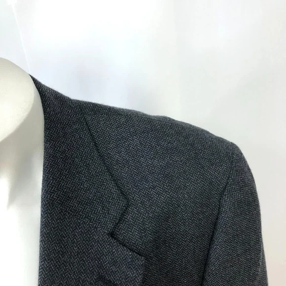 Brooks Brothers 346 Wool 44R Button Sport Coat Jacket Herringbone Blue Gray